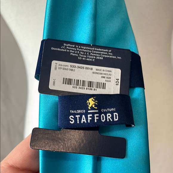Stafford Turquoise Necktie New with Tag - Picture 3 of 3